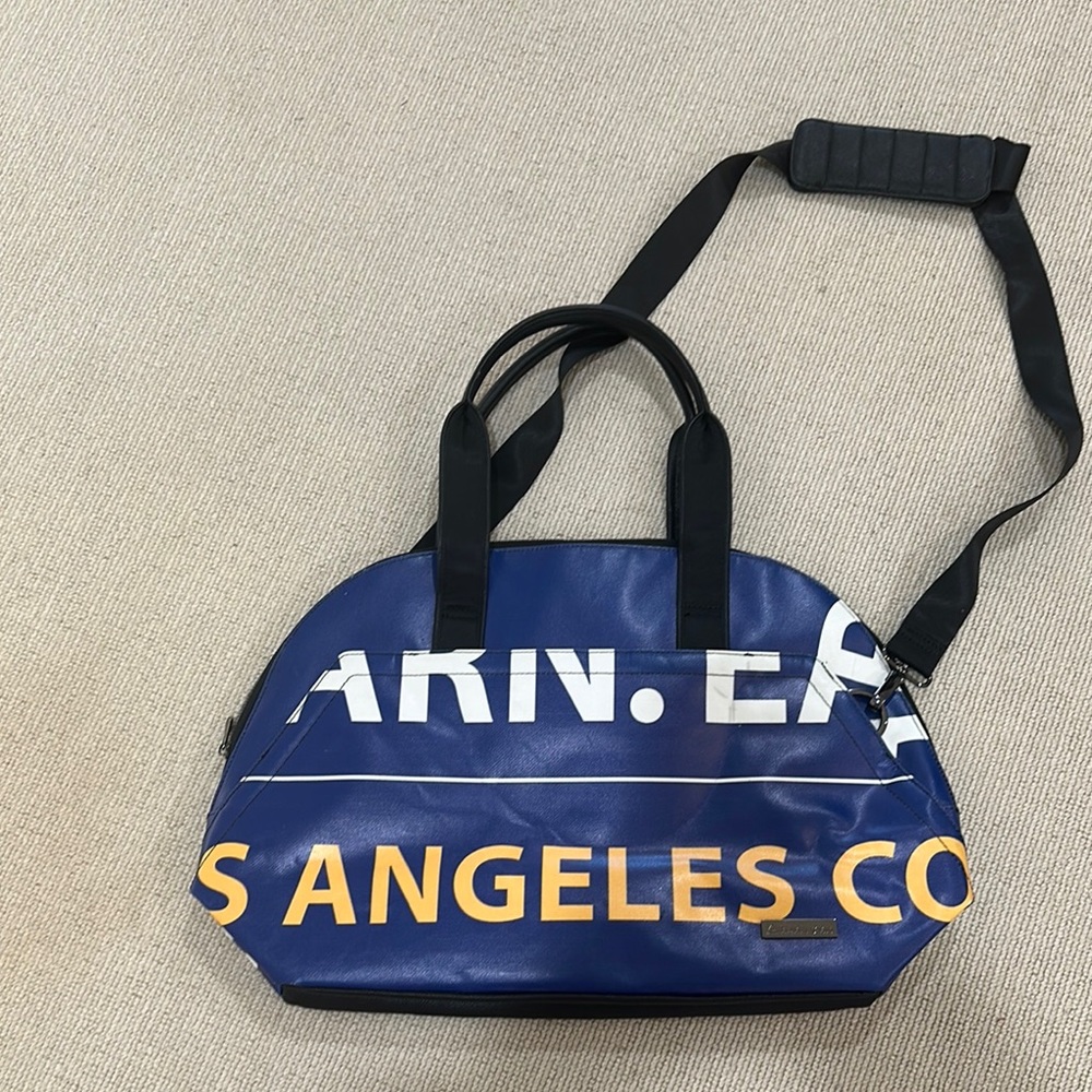 Rareform one of a kind Blue and Yellow Duffel Bag with Sporty Design